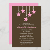 Invitation Baby shower mobile Brown et rose (Devant / Derrière)