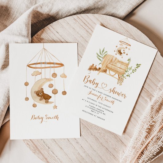 Invitation Baby shower mobile de la pépinière Boho