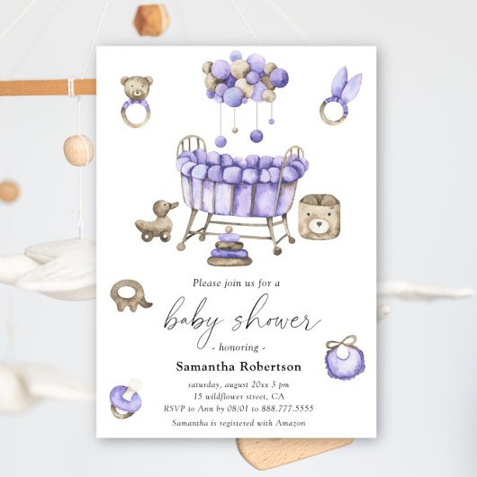 Invitation Baby shower mobile de soins infirmiers neutre pour