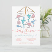 Invitation Baby shower mobile Dolphin de tortue de mer Invita (Debout devant)