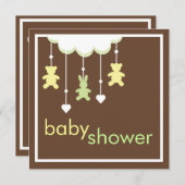Invitation Baby shower mobile doux et neutre (Devant / Derrière)