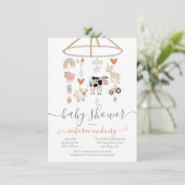 Invitation Baby shower mobile pour animaux de ferme (Debout devant)