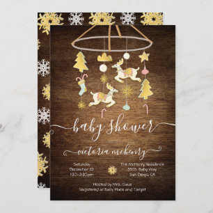 Invitation Baby shower mobile Rustic Gold Christmas
