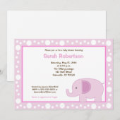 Invitation Baby shower Mod Elephant Jungle Dot 5x7 (Devant / Derrière)