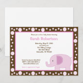 Invitation Baby shower Mod Elephant Jungle Dot 5x7 (Devant / Derrière)