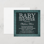 Invitation Baby shower Mod Swirls, Aqua (Devant / Derrière)