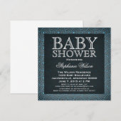 Invitation Baby shower Mod Swirls, Bleu (Devant / Derrière)