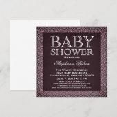 Invitation Baby shower Mod Swirls, Rose (Devant / Derrière)