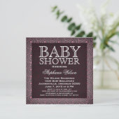 Invitation Baby shower Mod Swirls, Rose (Debout devant)