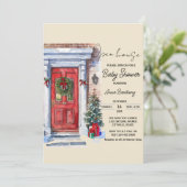 Invitation baby shower modèle modifiable à la maison de noël (Debout devant)