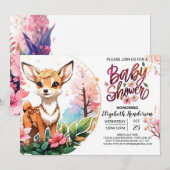 Invitation Baby shower Modèle personnalisé de Cerfs mignons (Devant / Derrière)