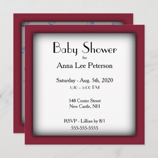 Invitation Baby shower moderne (Devant / Derrière)