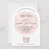 Invitation Baby shower moderne à air chaud rose (Devant)