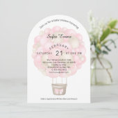 Invitation Baby shower moderne à air chaud rose (Debout devant)