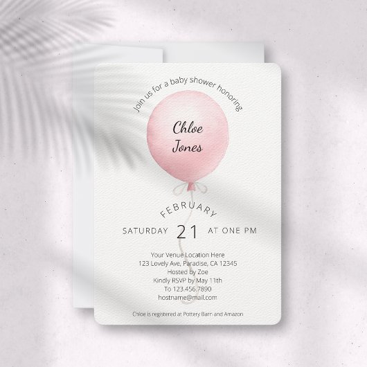 Invitation Baby shower moderne à ballets roses