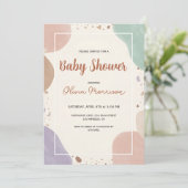 Invitation Baby Shower Moderne Abstrait (Debout devant)