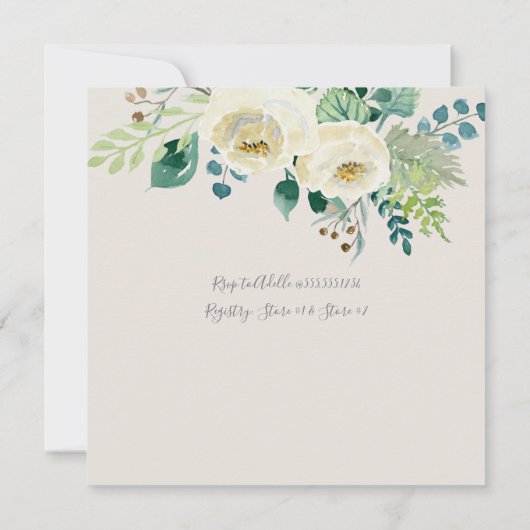 Invitation Baby shower Moderne Albâtre Rose feuille couronne (Dos)