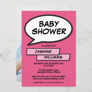 Invitation Baby shower moderne amusant Photo Baby Girl rose