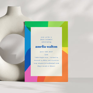 Invitation Baby shower moderne Arc-en-ciel Abstrait coloré