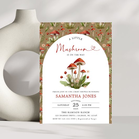 Invitation Baby shower moderne Arch Little Mushroom