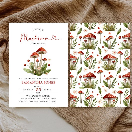 Invitation Baby shower moderne Arch Little Mushroom