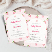 Invitation Baby shower moderne aux fraises d'été