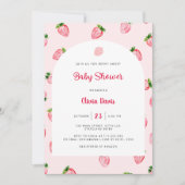 Invitation Baby shower moderne aux fraises d'été (Devant)