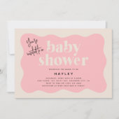 Invitation Baby shower moderne aux fraises rose et crème (Devant)