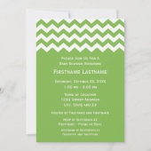 Invitation Baby shower moderne avec Chevrons verts et blancs (Devant)