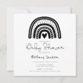 Invitation Baby shower moderne Black White Rainbow (Devant)