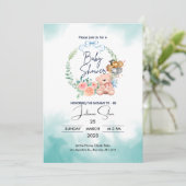 Invitation Baby shower Moderne Bleu Et Blanc (Debout devant)