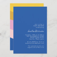 Baby shower moderne bleu jaune rétro