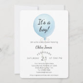 Invitation Baby shower moderne Blue Balloon Boy (Devant)