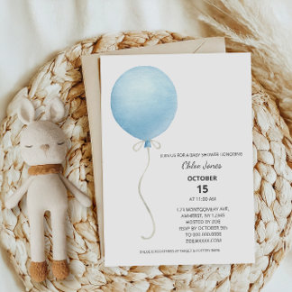 Invitation Baby shower moderne Blue Balloon Boy