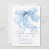 Invitation Baby shower moderne Blue Bow (Devant)
