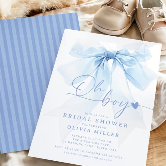 Invitation Baby shower moderne Blue Bow