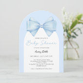 Invitation Baby shower moderne Blue Bow Boy (Debout devant)