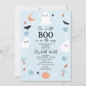 Invitation Baby shower moderne Blue Halloween Little Boo (Devant)