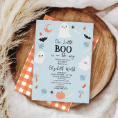 Invitation Baby shower moderne Blue Halloween Little Boo