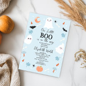 Invitation Baby shower moderne Blue Halloween Little Boo