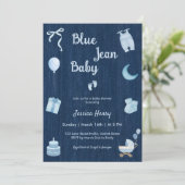 Invitation Baby shower moderne Blue Jean Baby Denim (Debout devant)