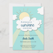 Invitation Baby shower moderne Blue Ray of Sunshine Boy (Devant)