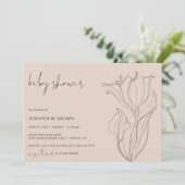 Invitation Baby shower Moderne Blush Pink Soft Pastel Floral (Debout devant)