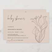 Invitation Baby shower Moderne Blush Pink Soft Pastel Floral (Devant / Derrière)