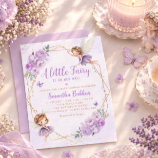 Invitation Baby Shower Moderne Bohème Fille Violette Une Peti