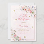 Invitation Baby shower moderne Boho Blush rose Fleur sauvage  (Devant)