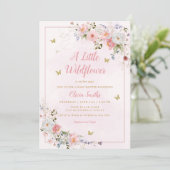 Invitation Baby shower moderne Boho Blush rose Fleur sauvage  (Debout devant)