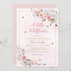 Invitation Baby shower moderne Boho Blush rose Fleur sauvage