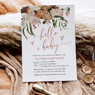 Invitation Baby shower moderne Boho Fall Florals