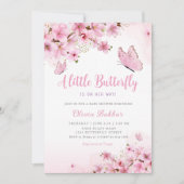Invitation Baby shower moderne Boho rose floral papillon fill (Devant)